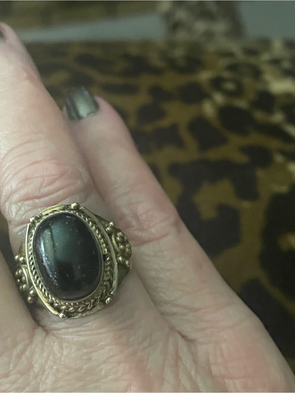 Handcrafted Malaysian Onyx stone ring— Women's sz 8.5